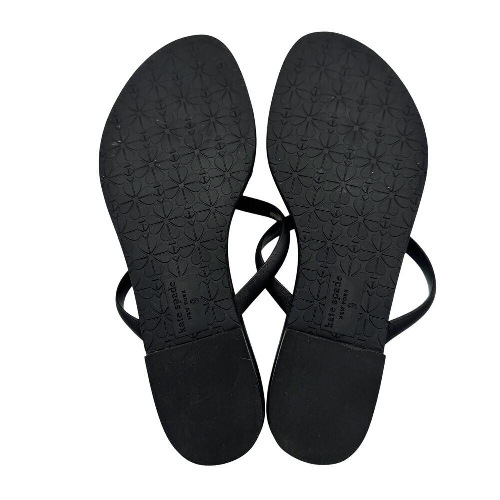 Kate Spade Pamela Black Napa Leather Heart Thong Sandal Flat Slide 9 39.5 Resort - Picture 3 of 13